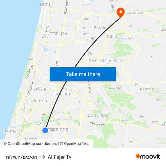 HaSibim/HaShiloach to Al Fajer TV map