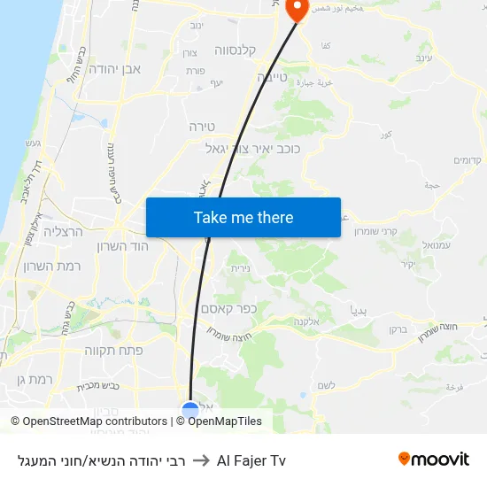 Rabbi Yehuda HaNasi/Honi HaMeagel to Al Fajer TV map