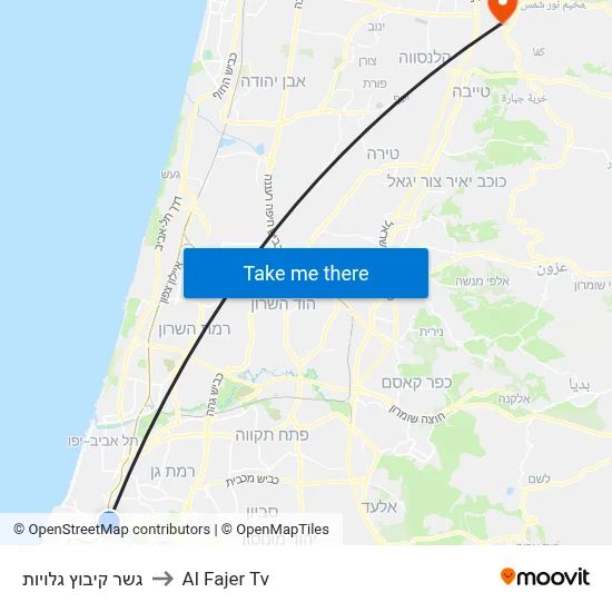 Kibbutz Galuyot Bridge to Al Fajer TV map
