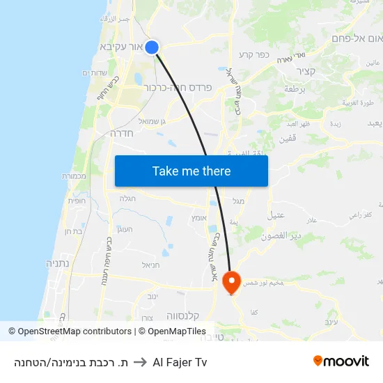 Binyamina Railway Station/HaTachana to Al Fajer TV map