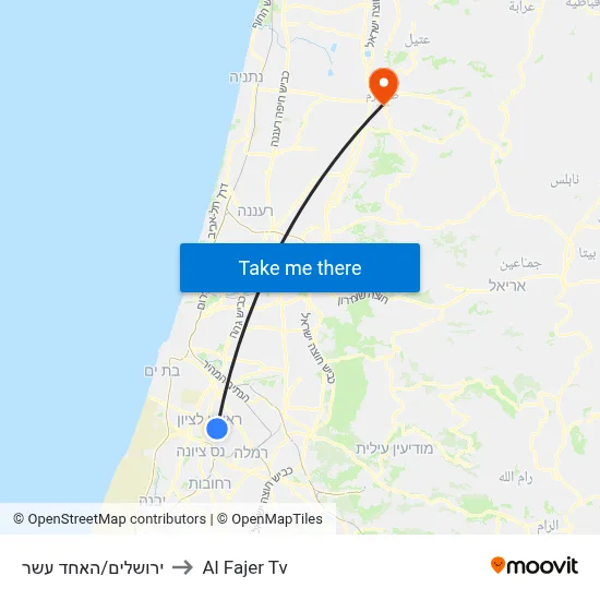 Jerusalem/The Eleventh to Al Fajer TV map