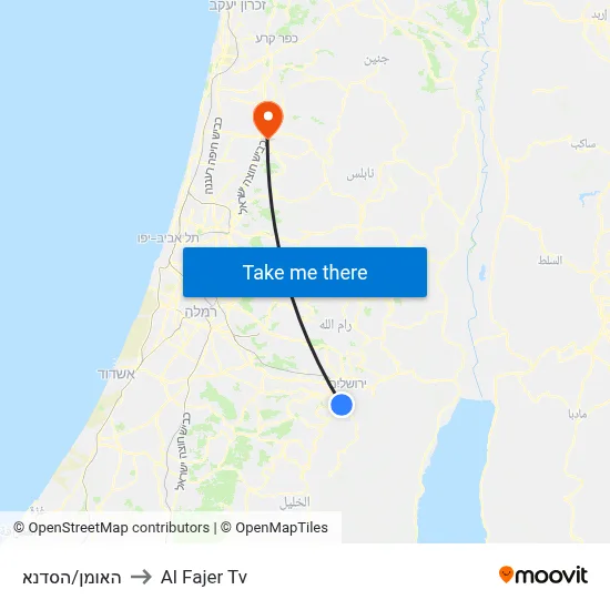 HaOman/HaSadna to Al Fajer TV map