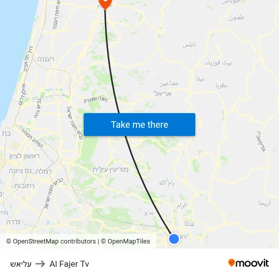 Eliyash to Al Fajer TV map