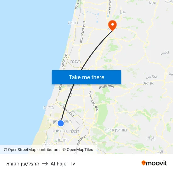Herzl/Ein HaKore to Al Fajer TV map