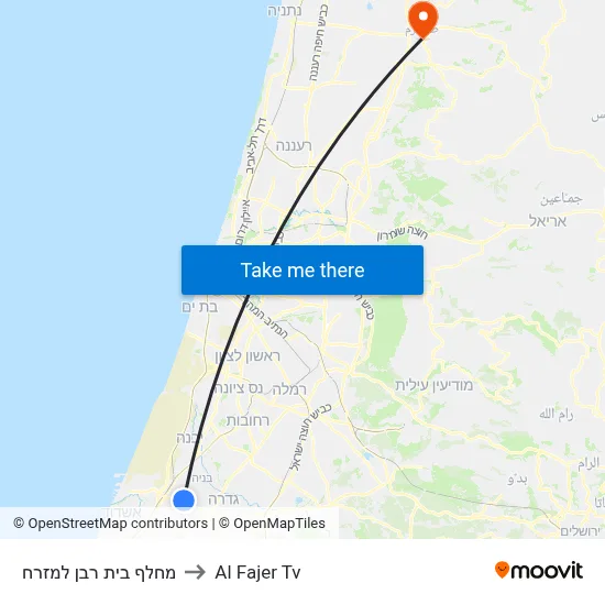 Beit Raban Interchange East to Al Fajer TV map