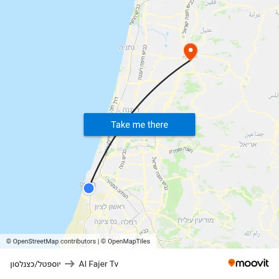 Yoseftal/Katznelson to Al Fajer TV map