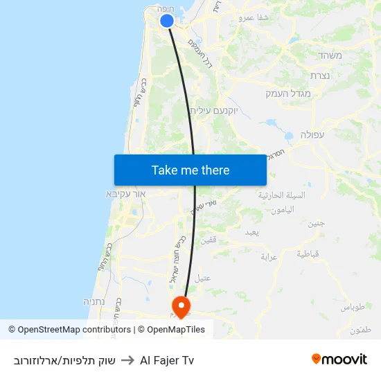 Talpiot Market/Arlozorov to Al Fajer TV map