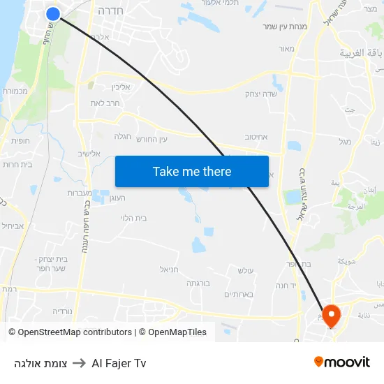Olga Junction to Al Fajer TV map