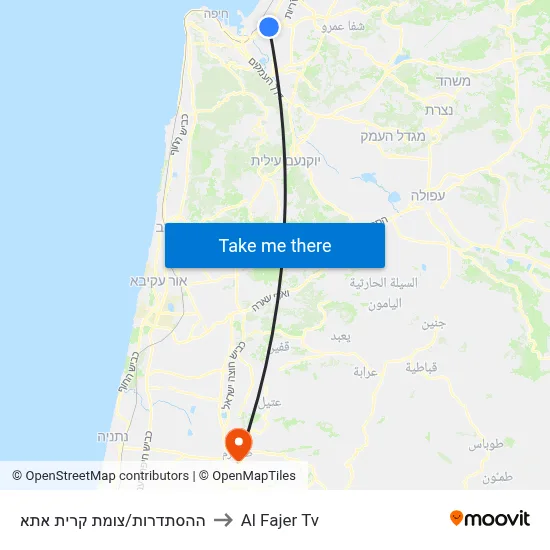 Histadrut/Kiryat Ata Junction to Al Fajer TV map