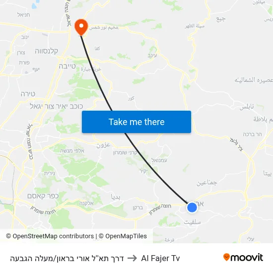 Uri Brown Road/Ma'ale HaGiva to Al Fajer TV map
