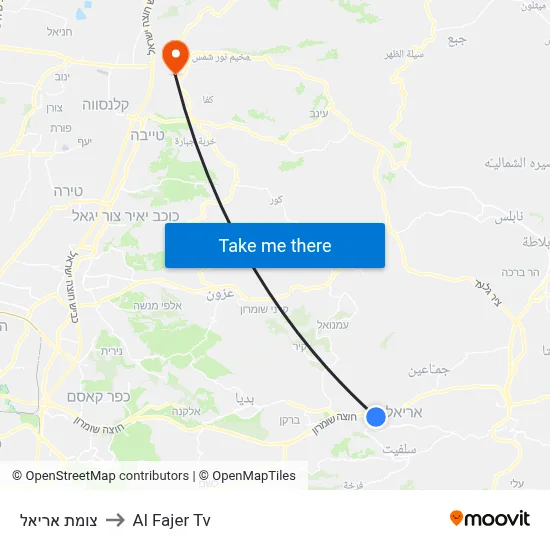 Ariel Junction to Al Fajer TV map