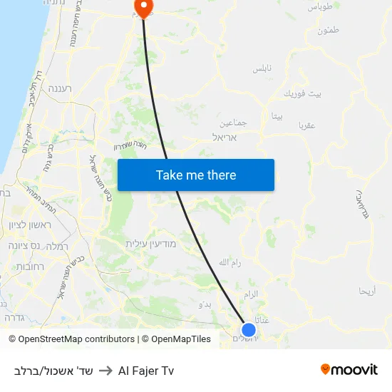 Eshkol Boulevard/Bar Lev to Al Fajer TV map
