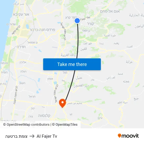 Bartaa Junction to Al Fajer TV map