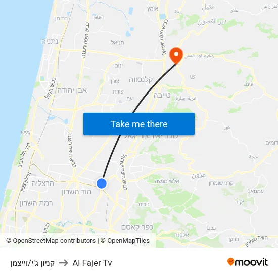 G Mall/Weizmann to Al Fajer TV map