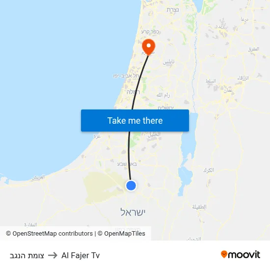 HaNegev Junction to Al Fajer TV map