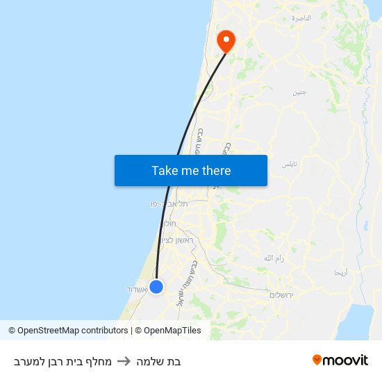 מחלף בית רבן למערב to בת שלמה map