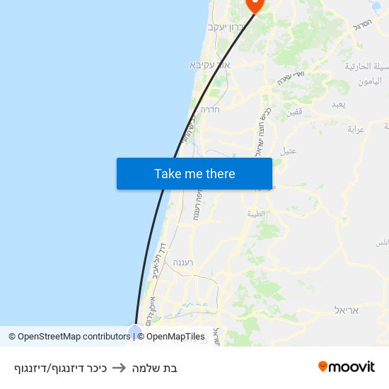 כיכר דיזנגוף/דיזנגוף to בת שלמה map