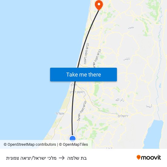 מלכי ישראל/יציאה צפונית to בת שלמה map