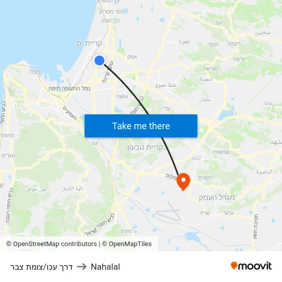 דרך עכו/צומת צבר to Nahalal map