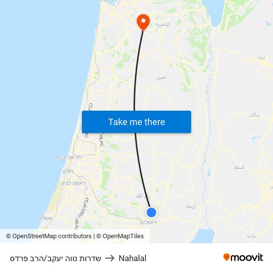 שדרות נווה יעקב/הרב פרדס to Nahalal map