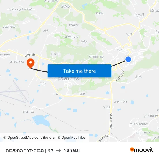 קניון מבנה/דרך החטיבות to Nahalal map