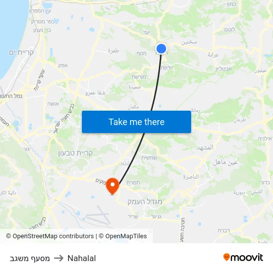 מסעף משגב to Nahalal map