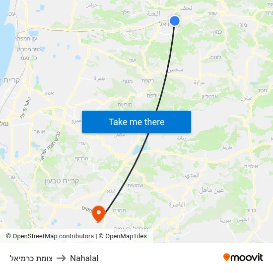 צומת כרמיאל to Nahalal map