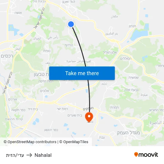 עדי/הזית to Nahalal map