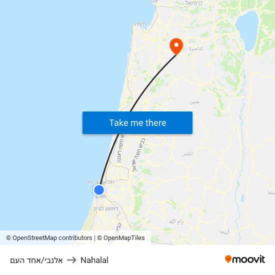 אלנבי/אחד העם to Nahalal map