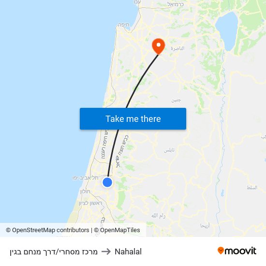 מרכז מסחרי/דרך מנחם בגין to Nahalal map