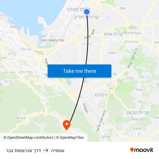 דרך עכו/צומת צבר to עוספיה map