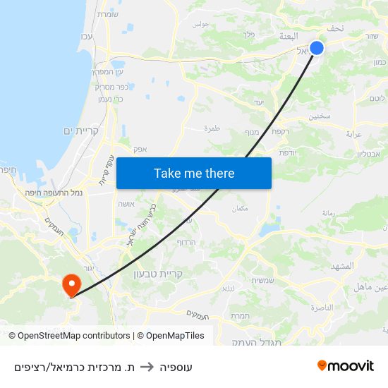 ת. מרכזית כרמיאל/רציפים to עוספיה map