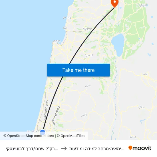 ת.רק''ל שחם/דרך ז'בוטינסקי to נשימאיה-מרחב למידה ומודעות map