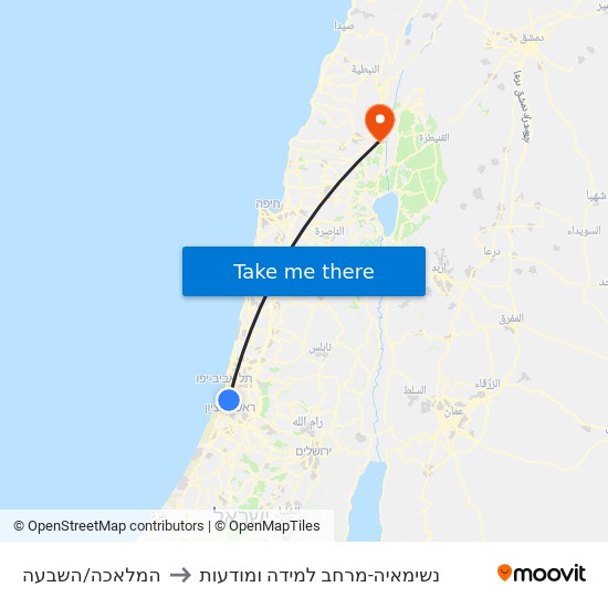 המלאכה/השבעה to נשימאיה-מרחב למידה ומודעות map