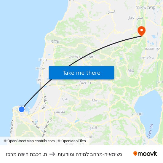 ת. רכבת חיפה מרכז to נשימאיה-מרחב למידה ומודעות map