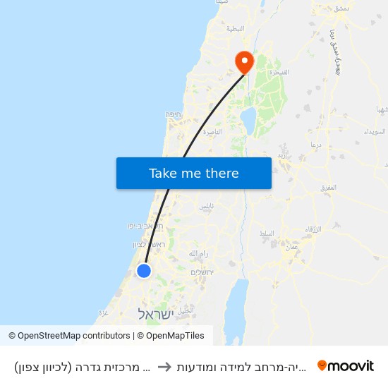 תחנה מרכזית גדרה (לכיוון צפון) to נשימאיה-מרחב למידה ומודעות map