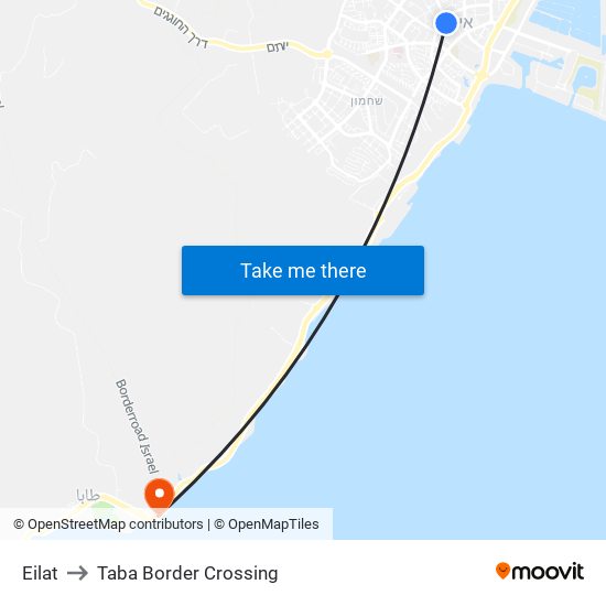 Eilat to Taba Border Crossing map