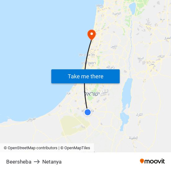 Beersheba to Netanya map