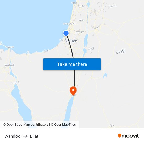 Ashdod to Eilat map