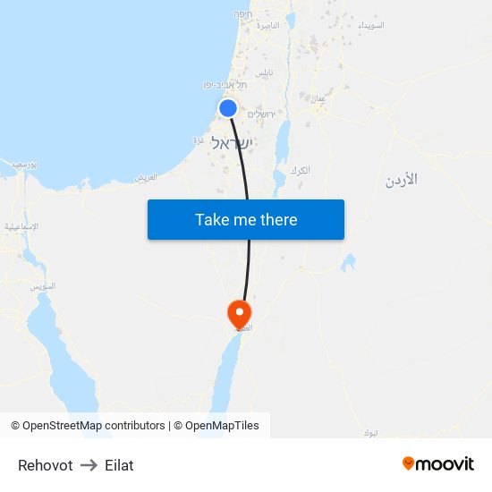 Rehovot to Eilat map