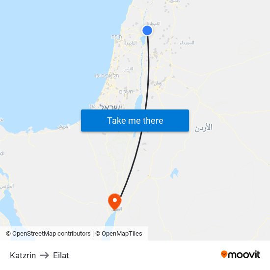 Katzrin to Eilat map