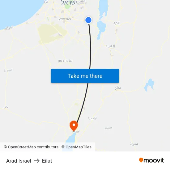Arad Israel to Eilat map