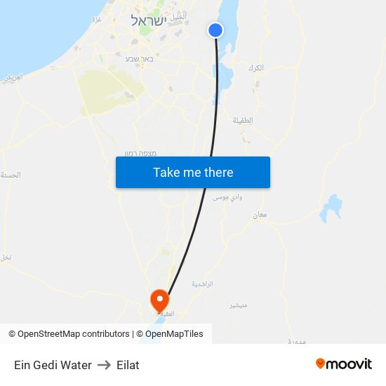 Ein Gedi Water to Eilat map