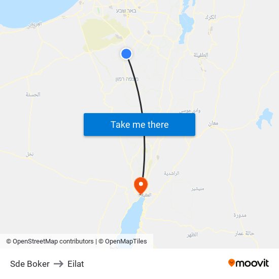 Sde Boker to Eilat map