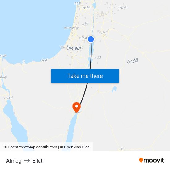 Almog to Eilat map