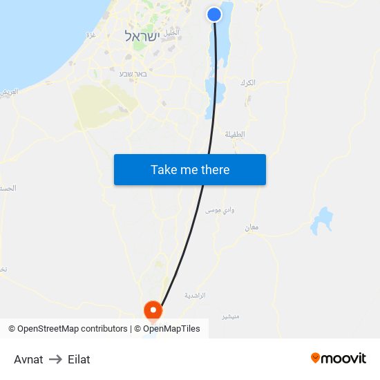 Avnat to Eilat map