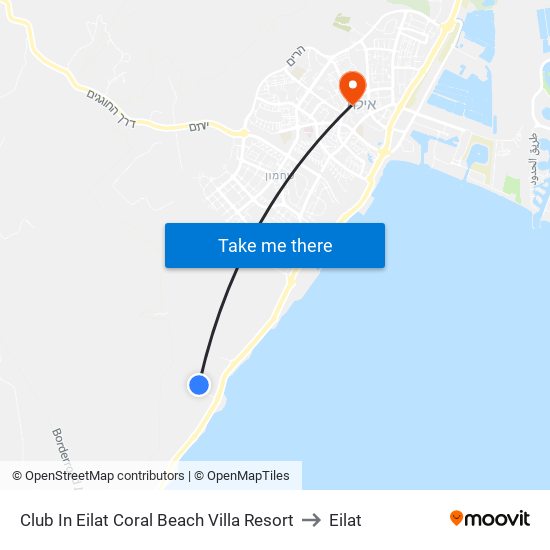 Club In Eilat Coral Beach Villa Resort to Eilat map