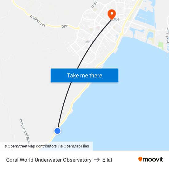 Coral World Underwater Observatory to Eilat map