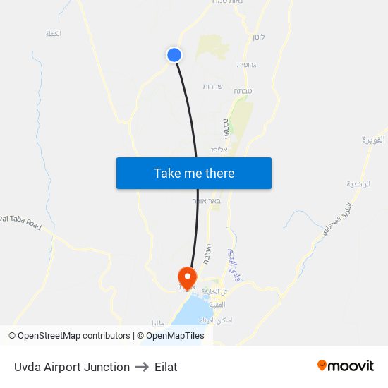 Uvda Airport Junction to Eilat map