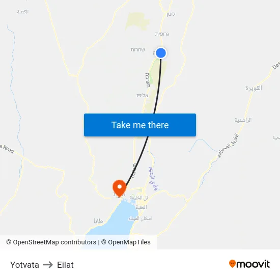 Yotvata to Eilat map